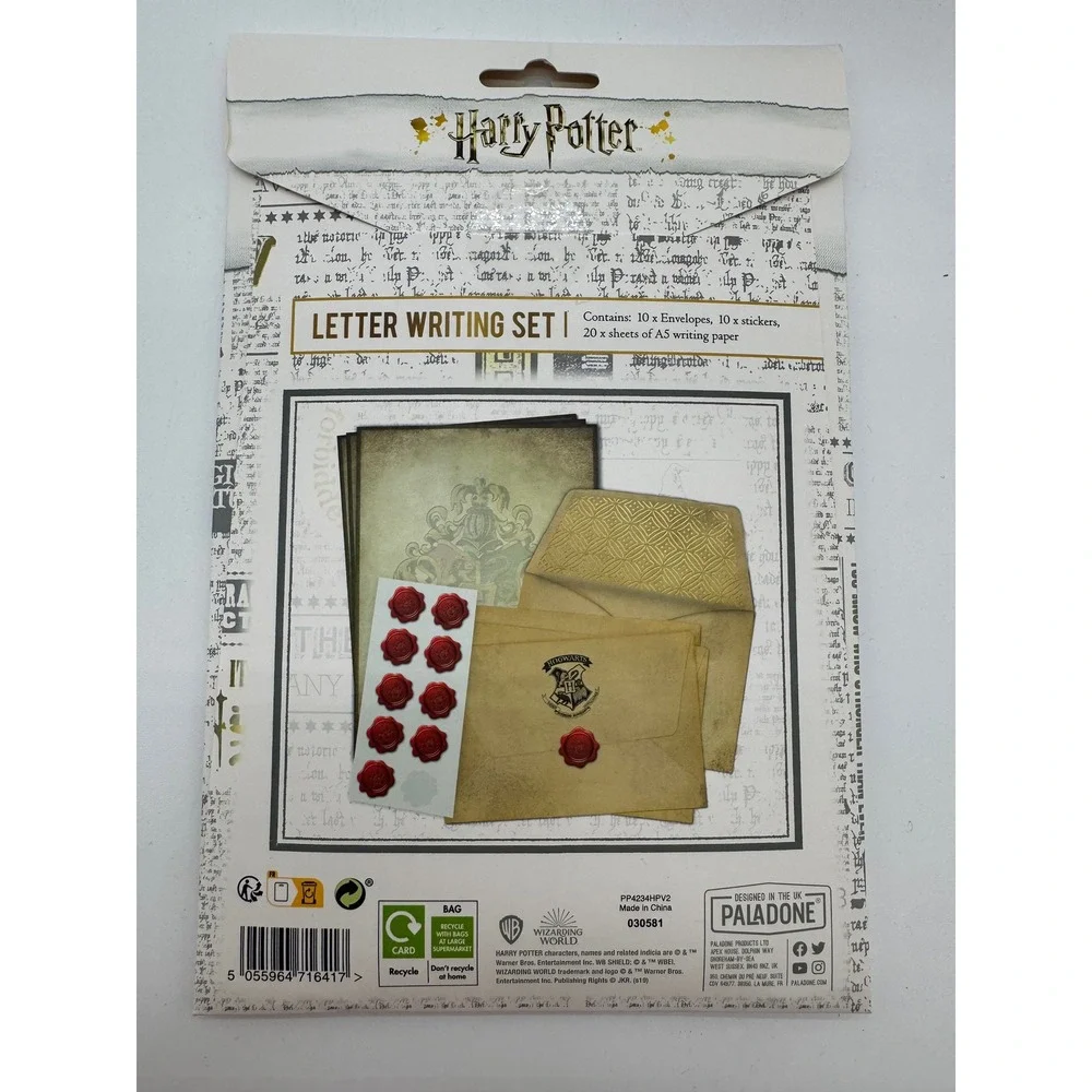 Harry Potter Travel Mug and Letter Writing Stationery Set with Wand Pen Paladone